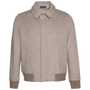 Cardinal of Canada Wool Blend Bomber Jacket In Oatmeal, Size Large